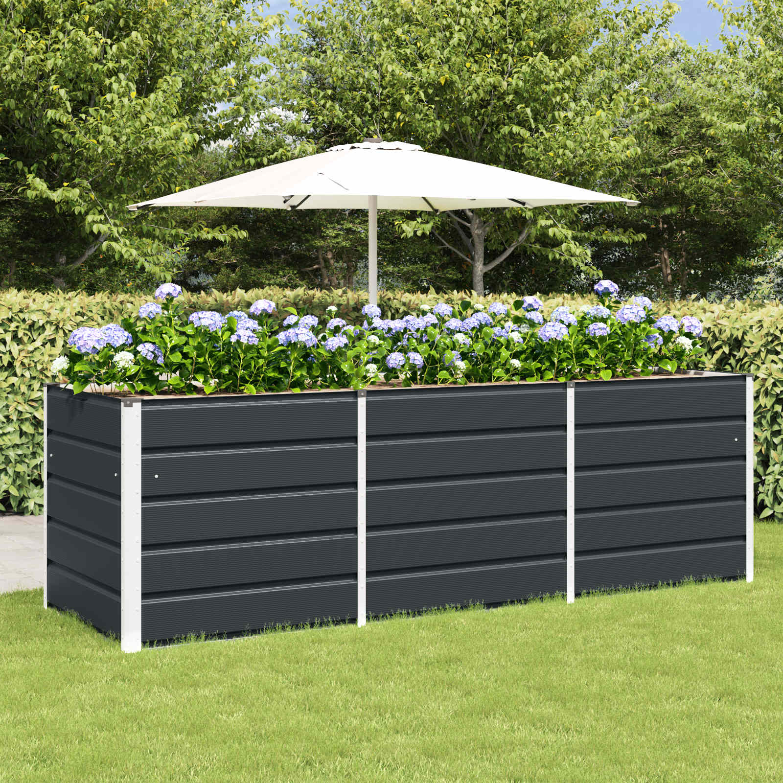 Fioriera Antracite 240 x 80 x 75 cm Acciaio