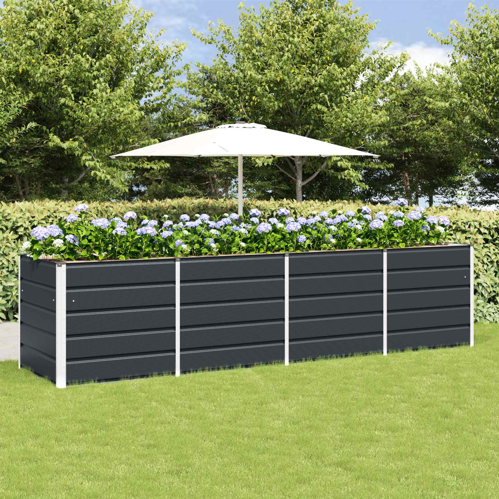 Fioriera Antracite 320 x 80 x 75 cm Acciaio