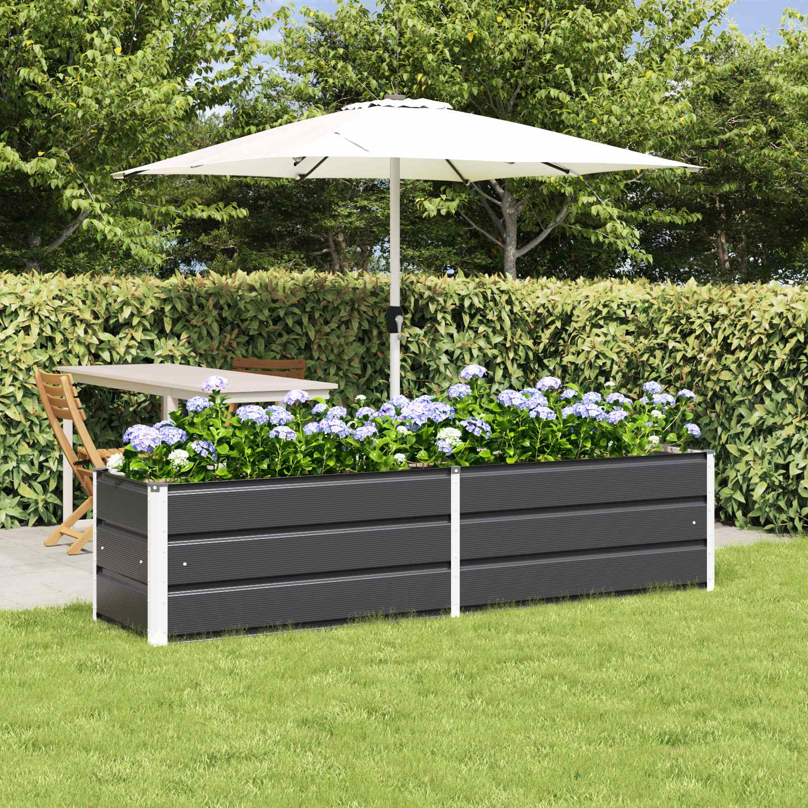 Fioriera Antracite 195 x 50 x 45 cm Acciaio zincato