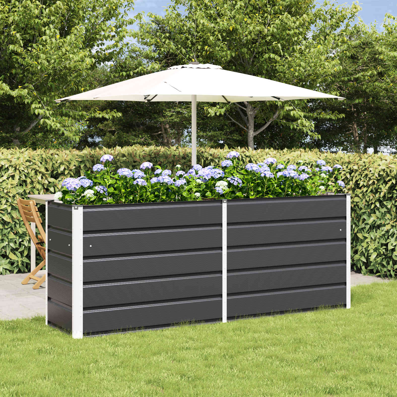 Fioriera Antracite 195 x 50 x 75 cm Acciaio zincato