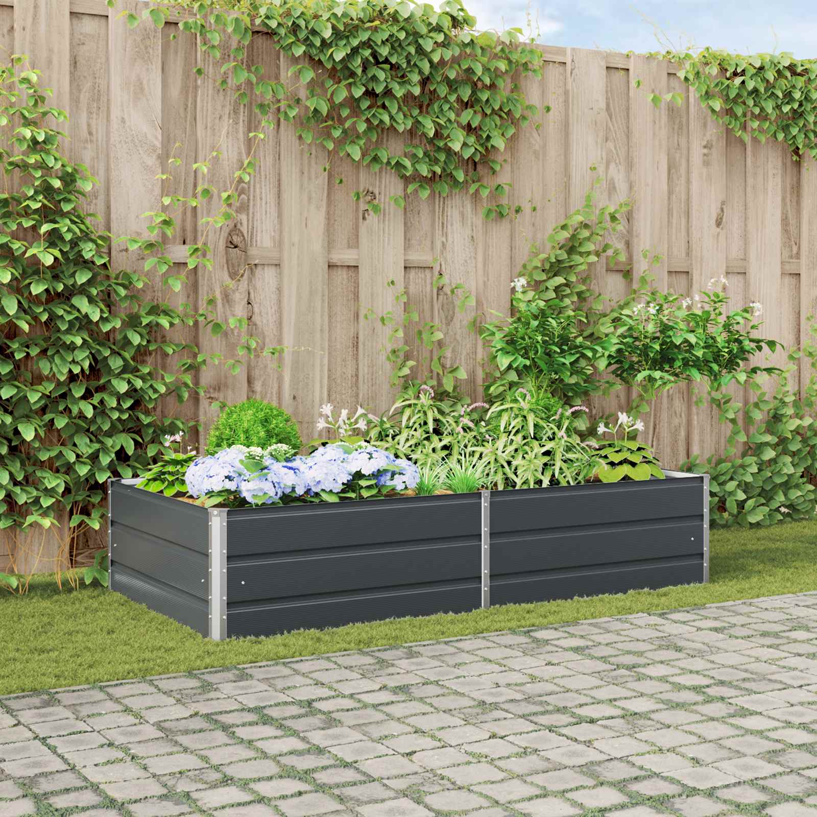 Fioriera Antracite 195 x 100 x 45 cm Acciaio zincato