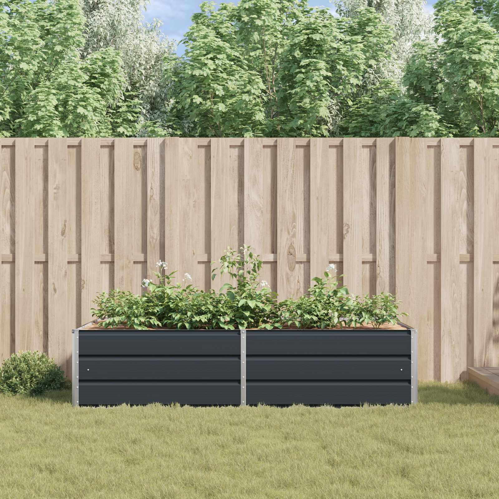 Fioriera Antracite 195 x 100 x 45 cm Acciaio zincato