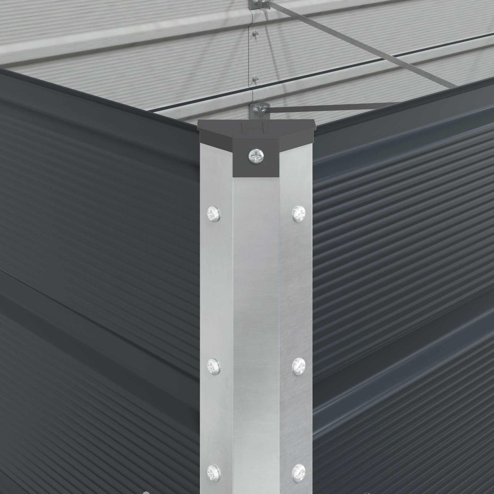 Fioriera Antracite 195 x 100 x 45 cm Acciaio zincato