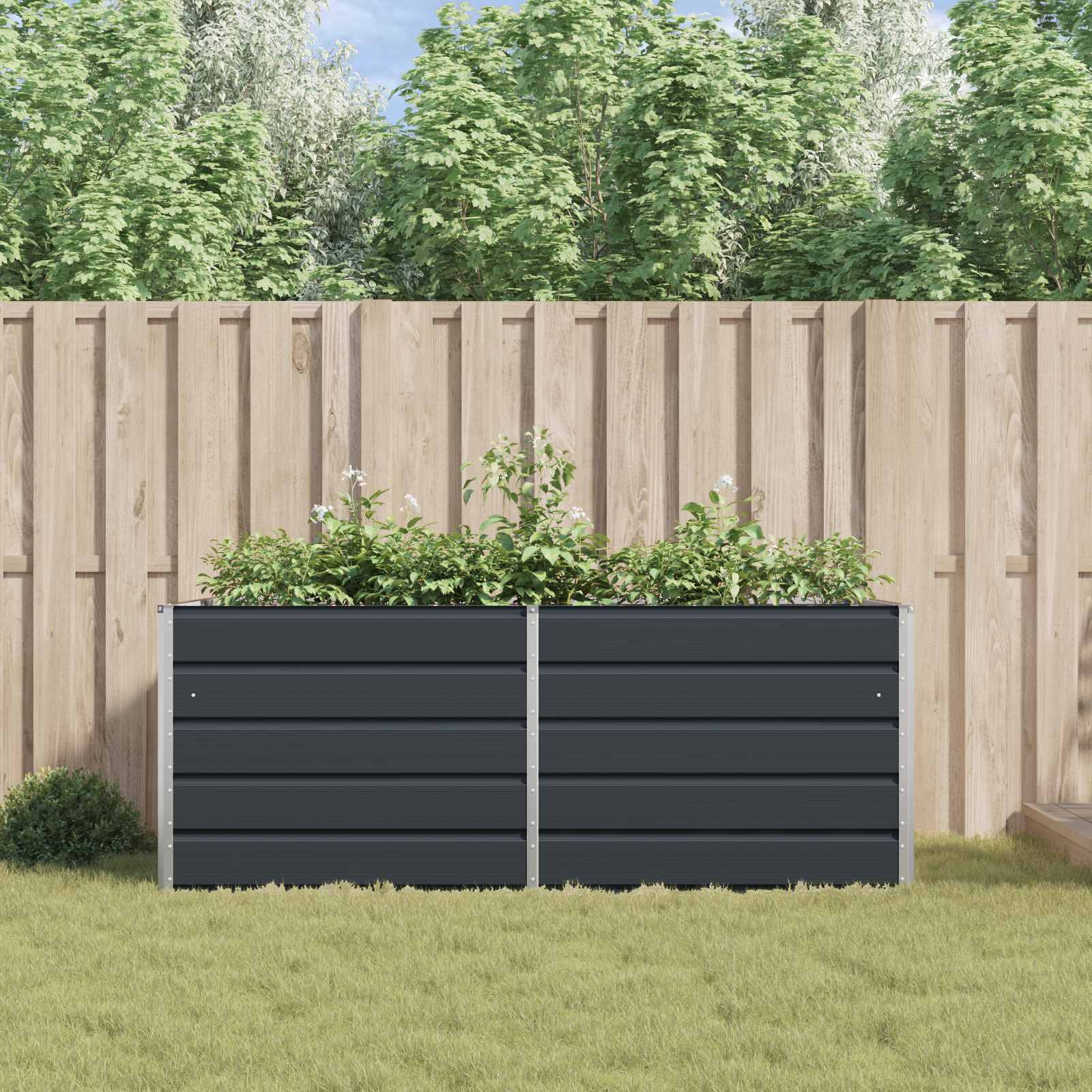 Fioriera Antracite 195 x 100 x 75 cm Acciaio zincato