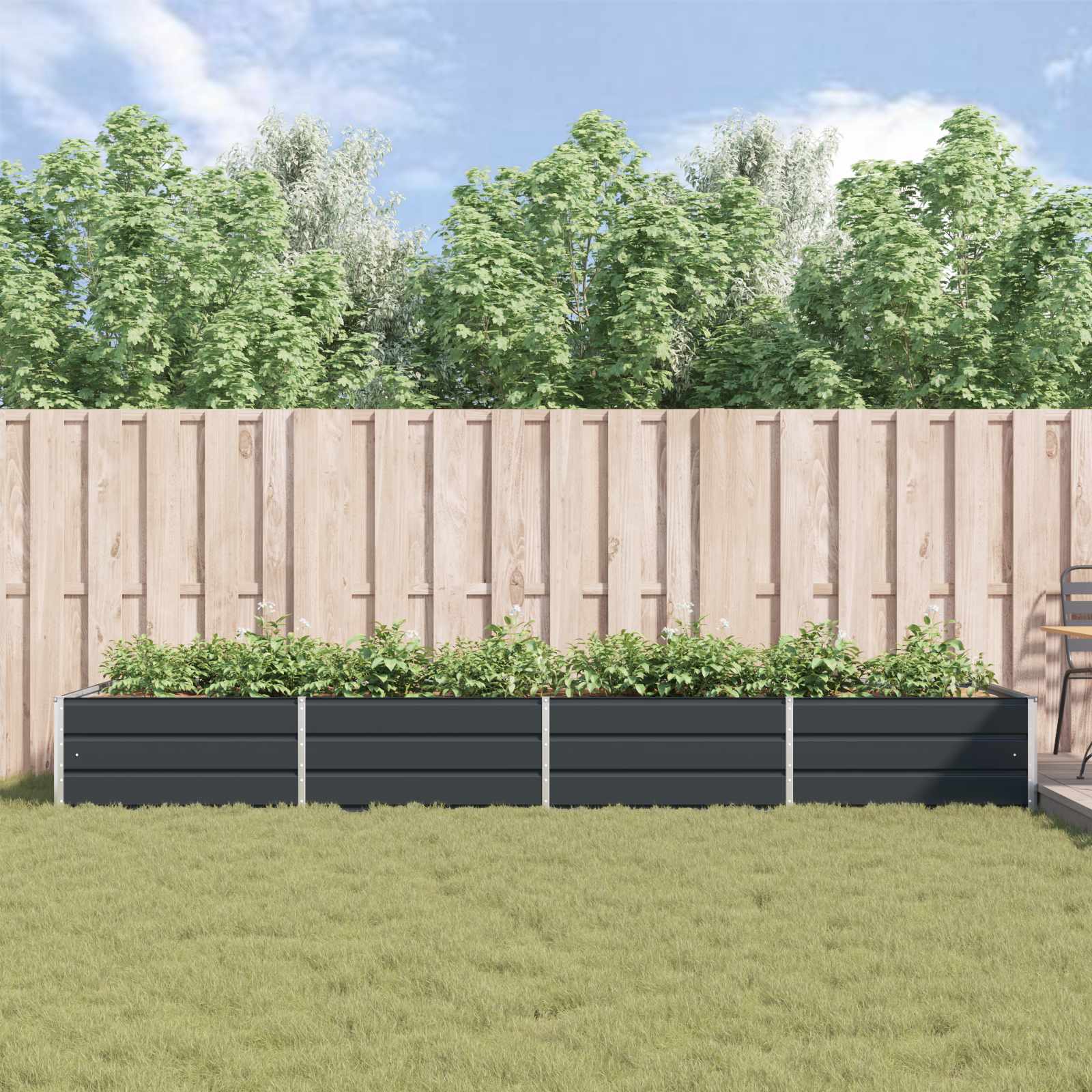 Fioriera Antracite 385 x 100 x 45 cm Acciaio zincato