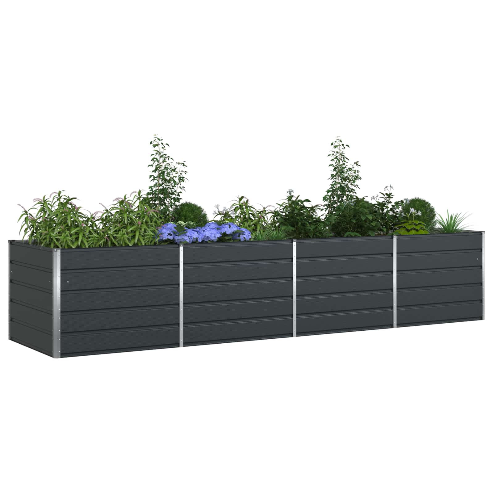 Fioriera Antracite 385 x 100 x 75 cm Acciaio zincato