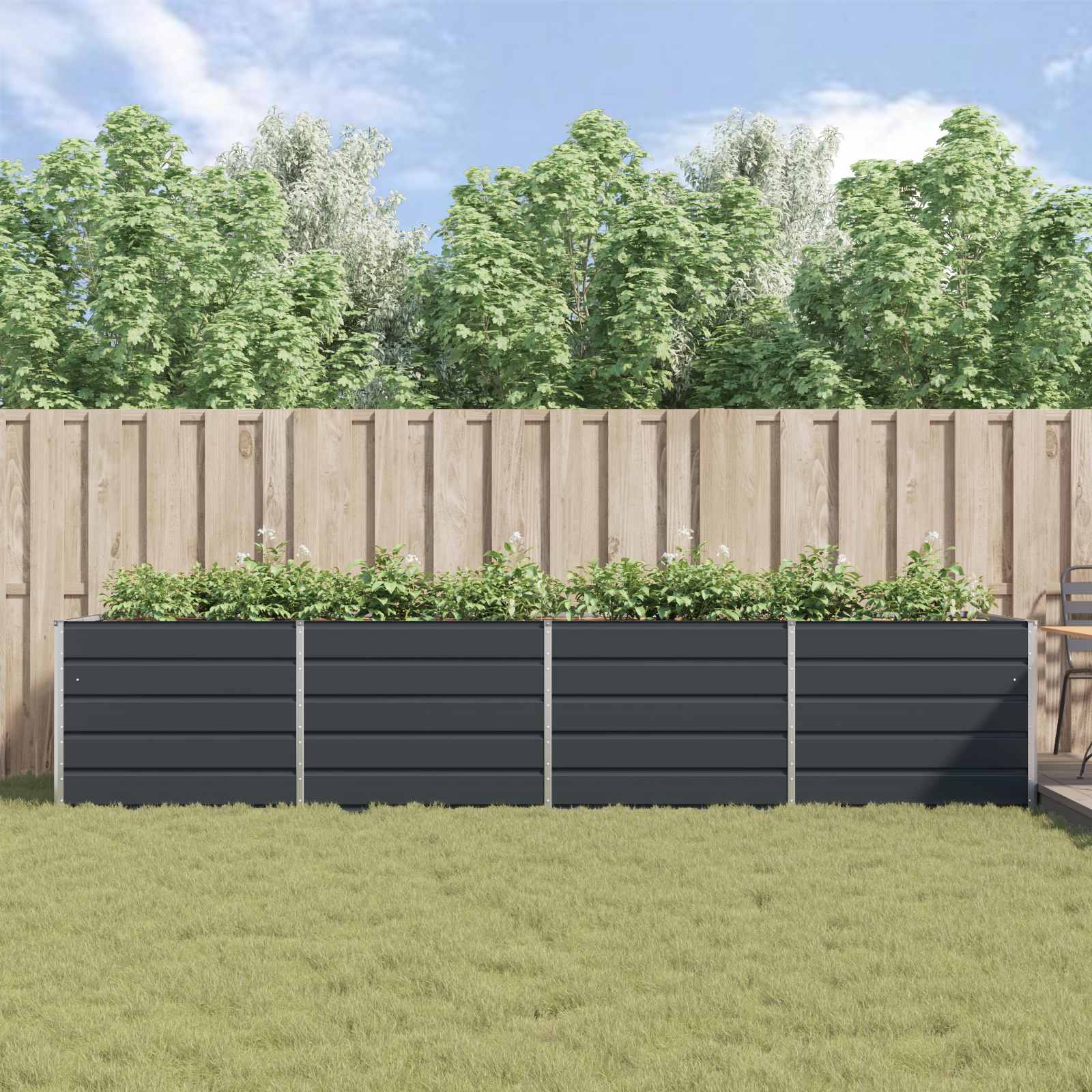 Fioriera Antracite 385 x 100 x 75 cm Acciaio zincato
