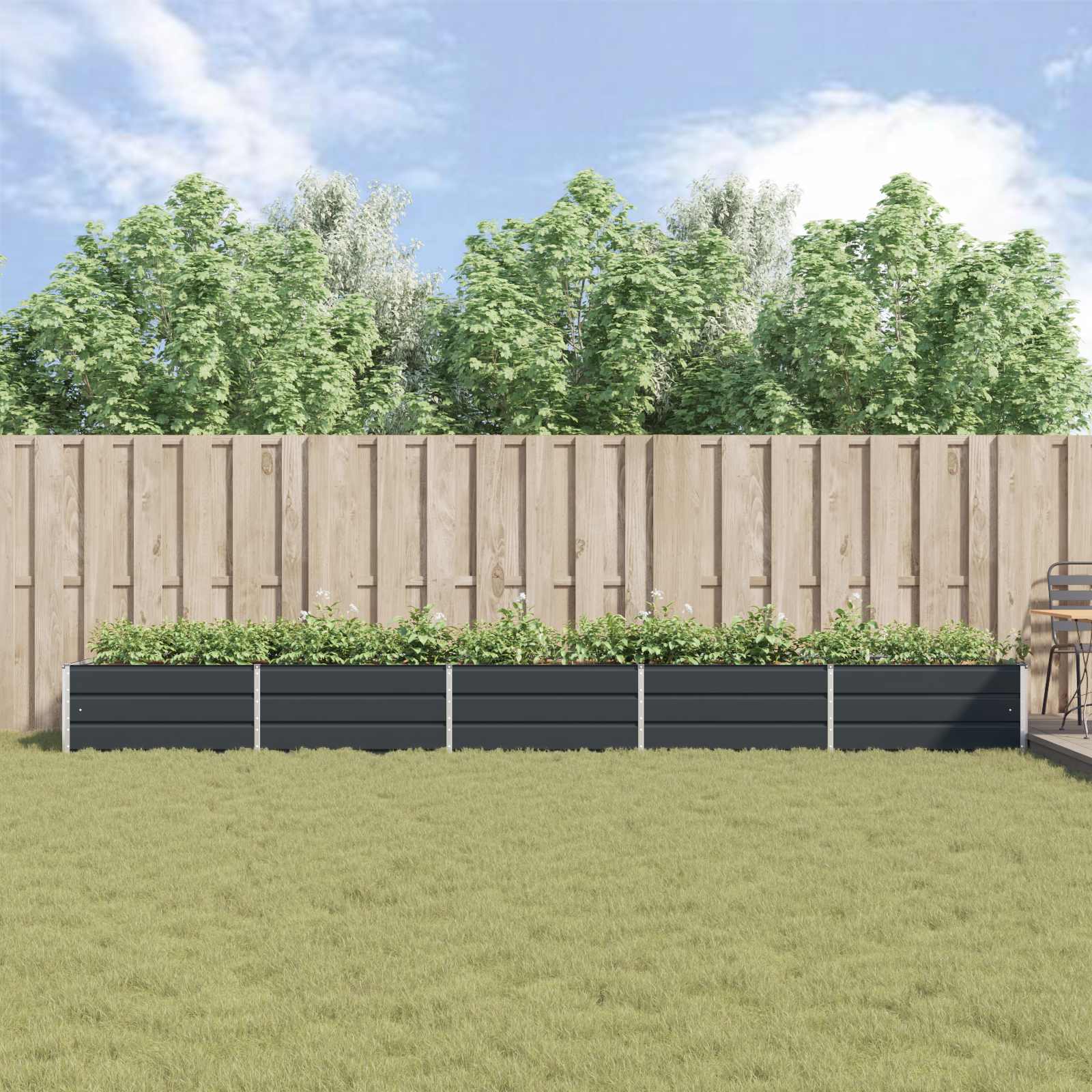 Fioriera Antracite 480 x 100 x 45 cm Acciaio zincato