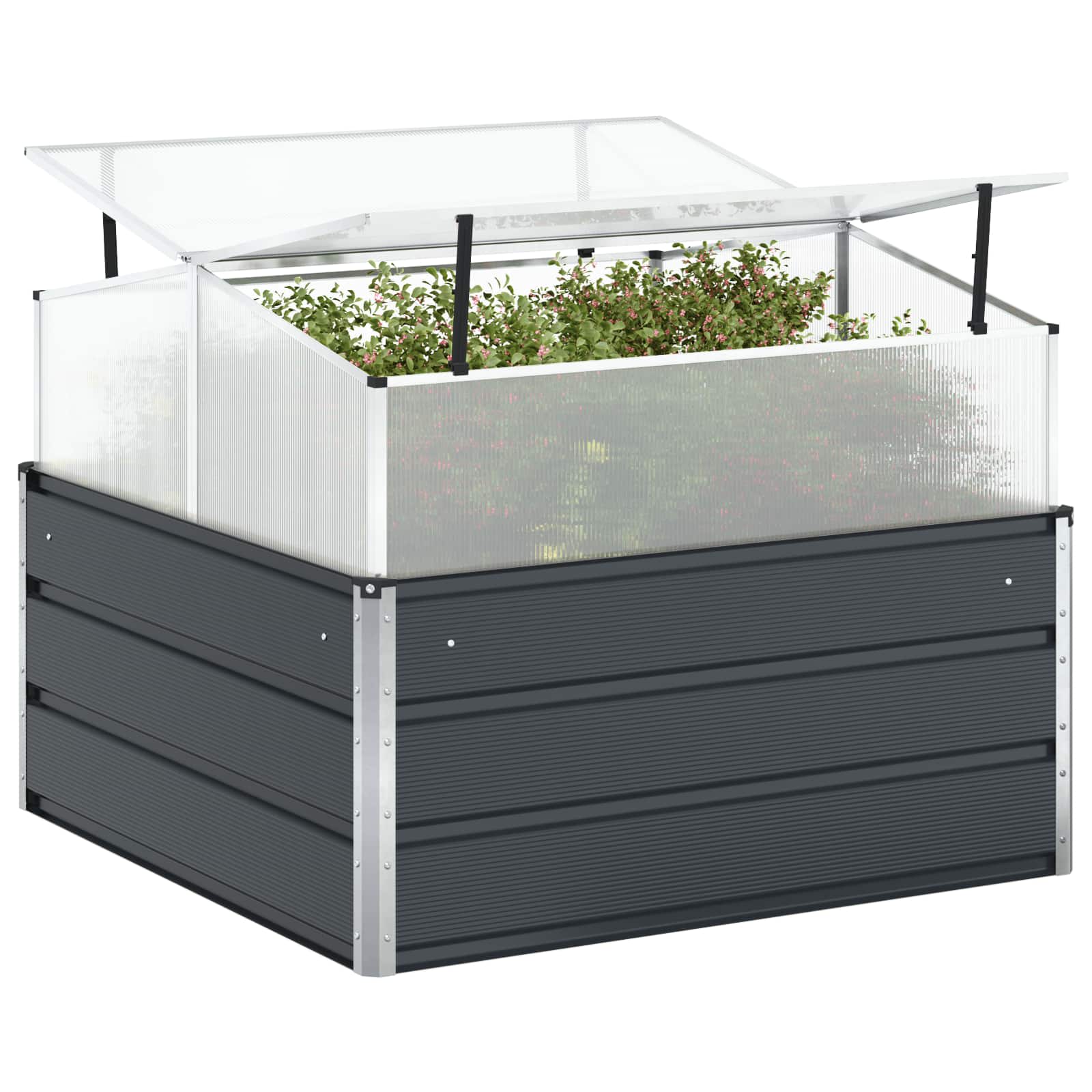 Fioriera Antracite 100 x 100 x 77 cm Acciaio zincato