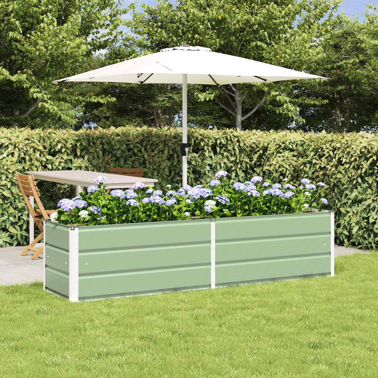 Fioriera Verde Pastello 195 x 50 x 45 cm Acciaio zincato
