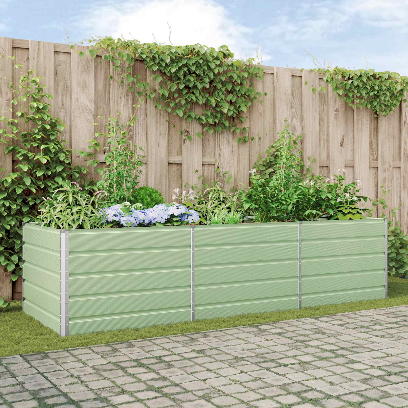 Fioriera Verde Pastello 290 x 100 x 75 cm Acciaio zincato