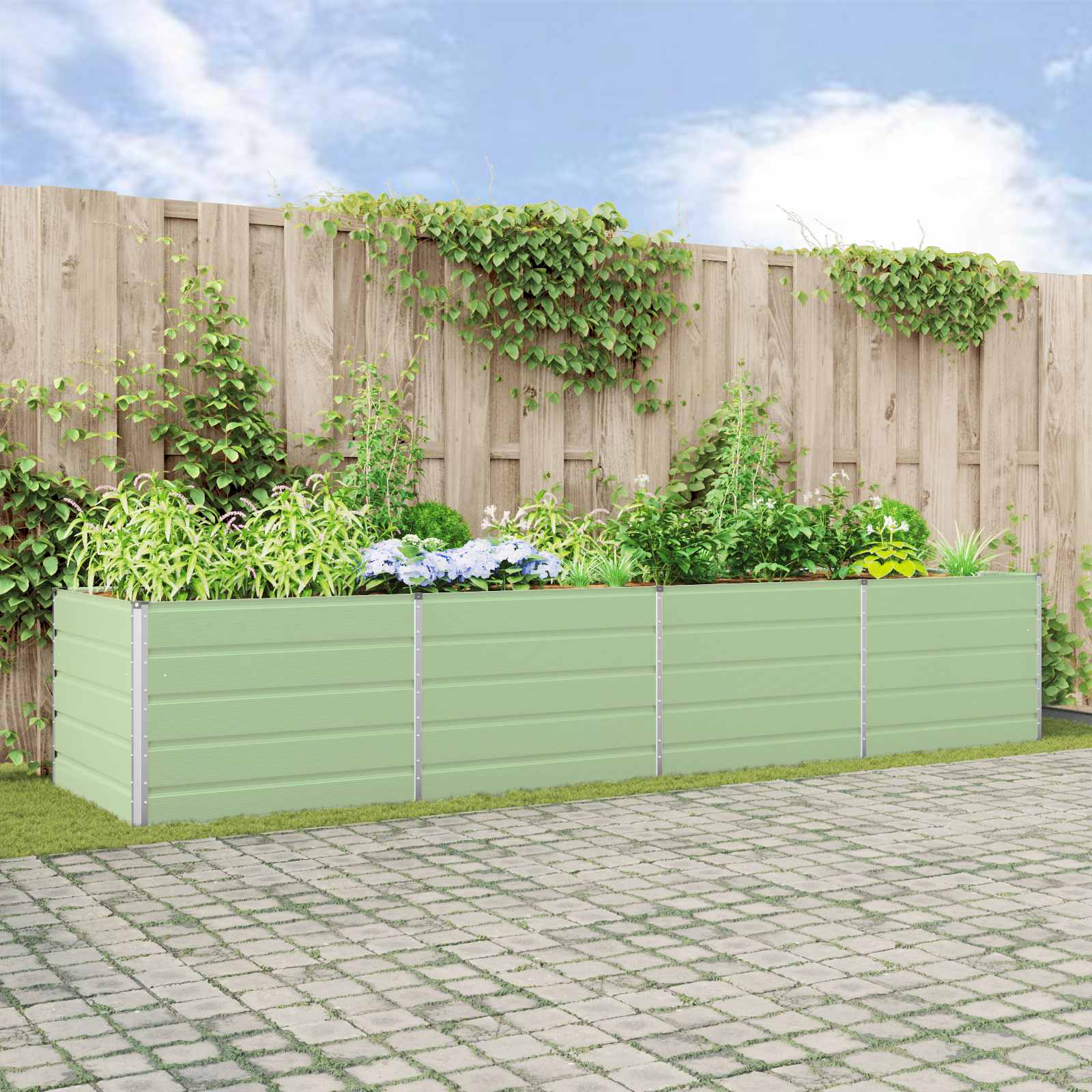 Fioriera Verde Pastello 385 x 100 x 75 cm Acciaio zincato