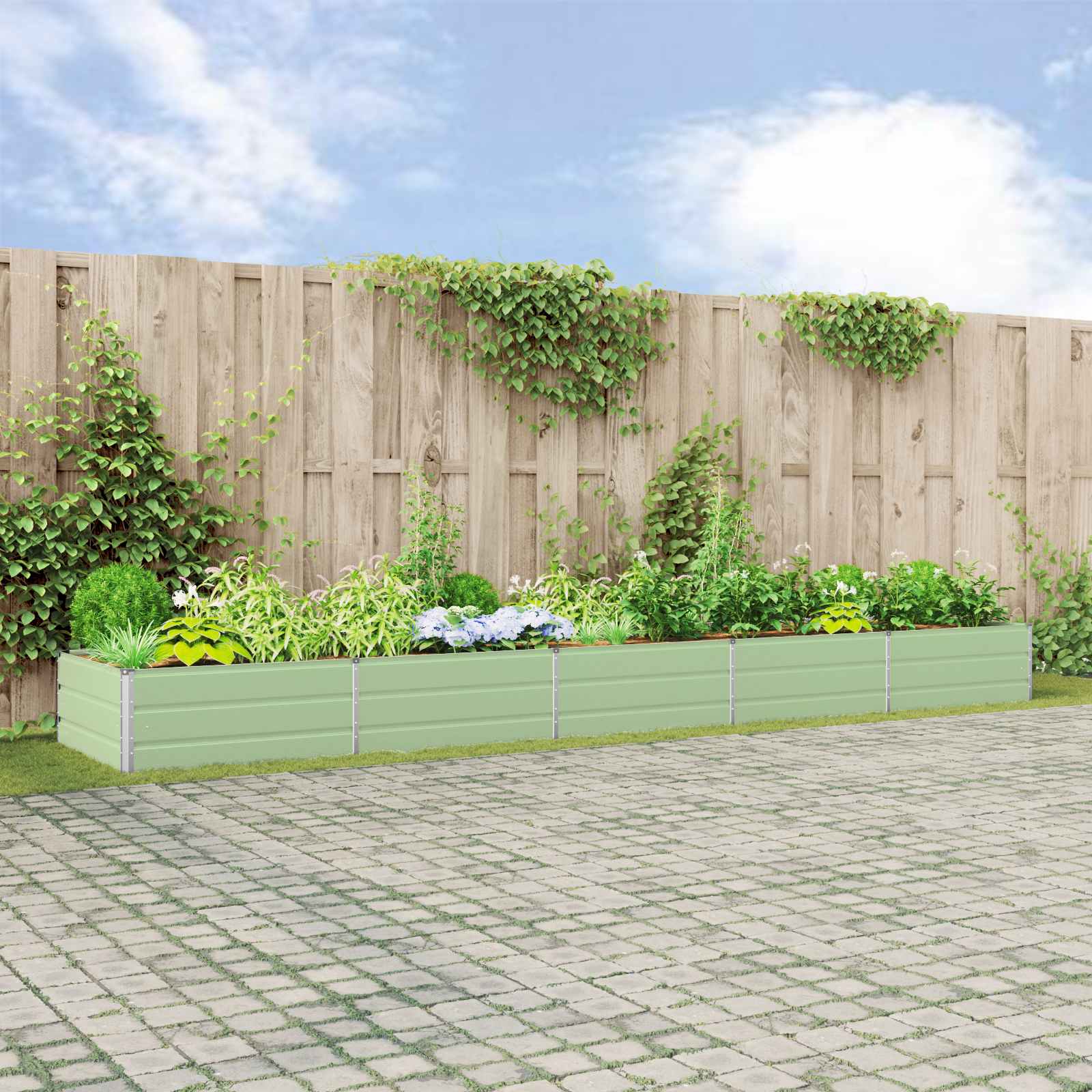 Fioriera Verde Pastello 480 x 100 x 45 cm Acciaio zincato