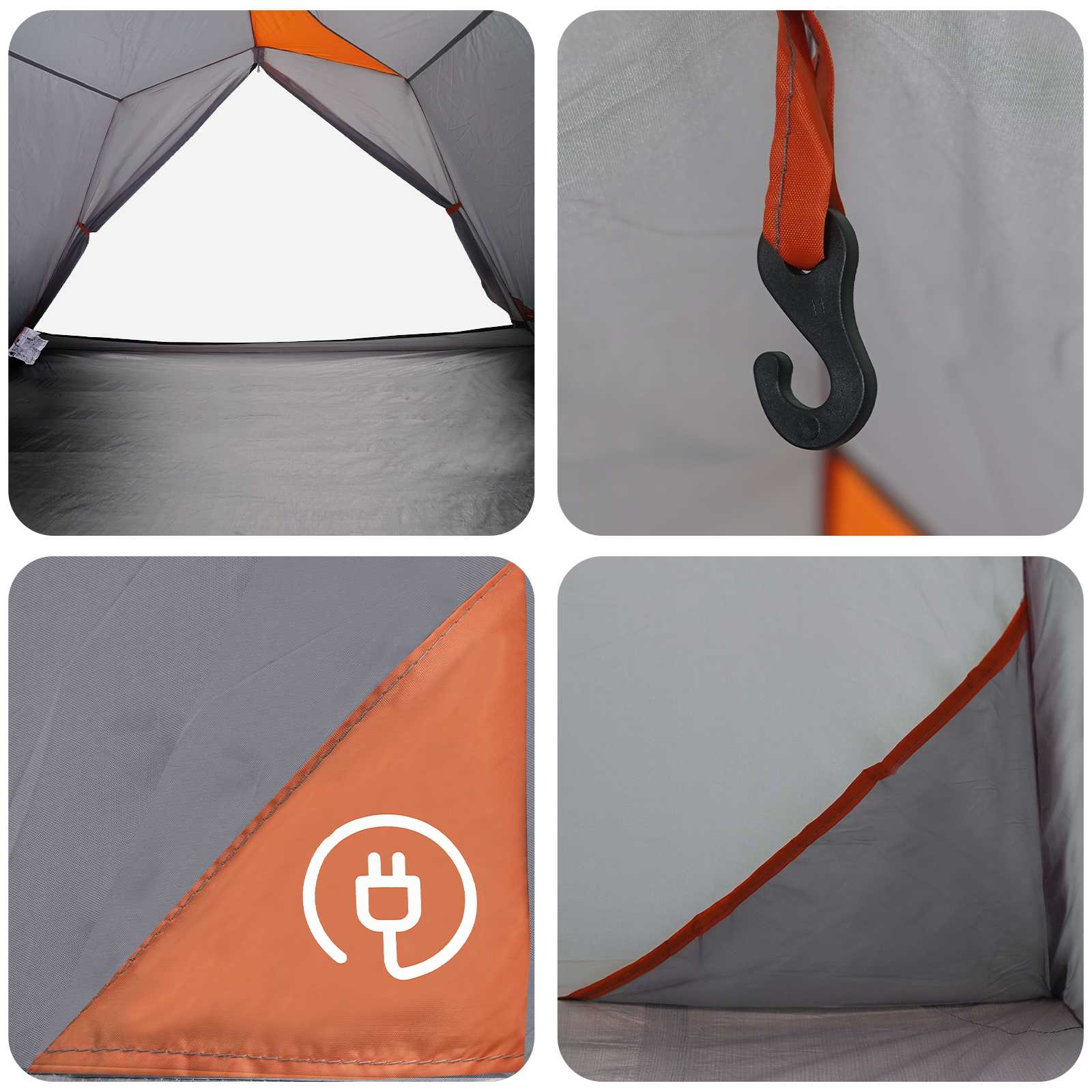 Tenda a tunnel 4 persona Grigio e arancione
