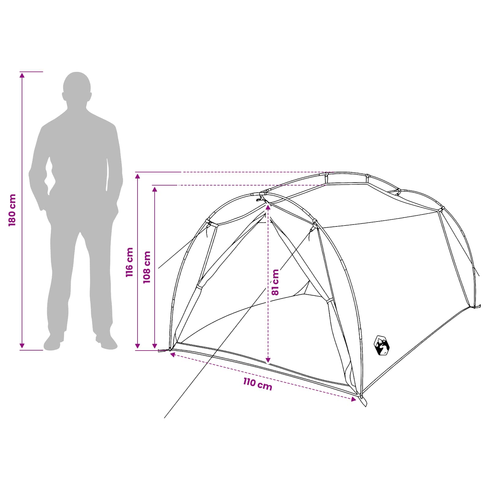 Tenda a tunnel 2 persona Grigio e arancione