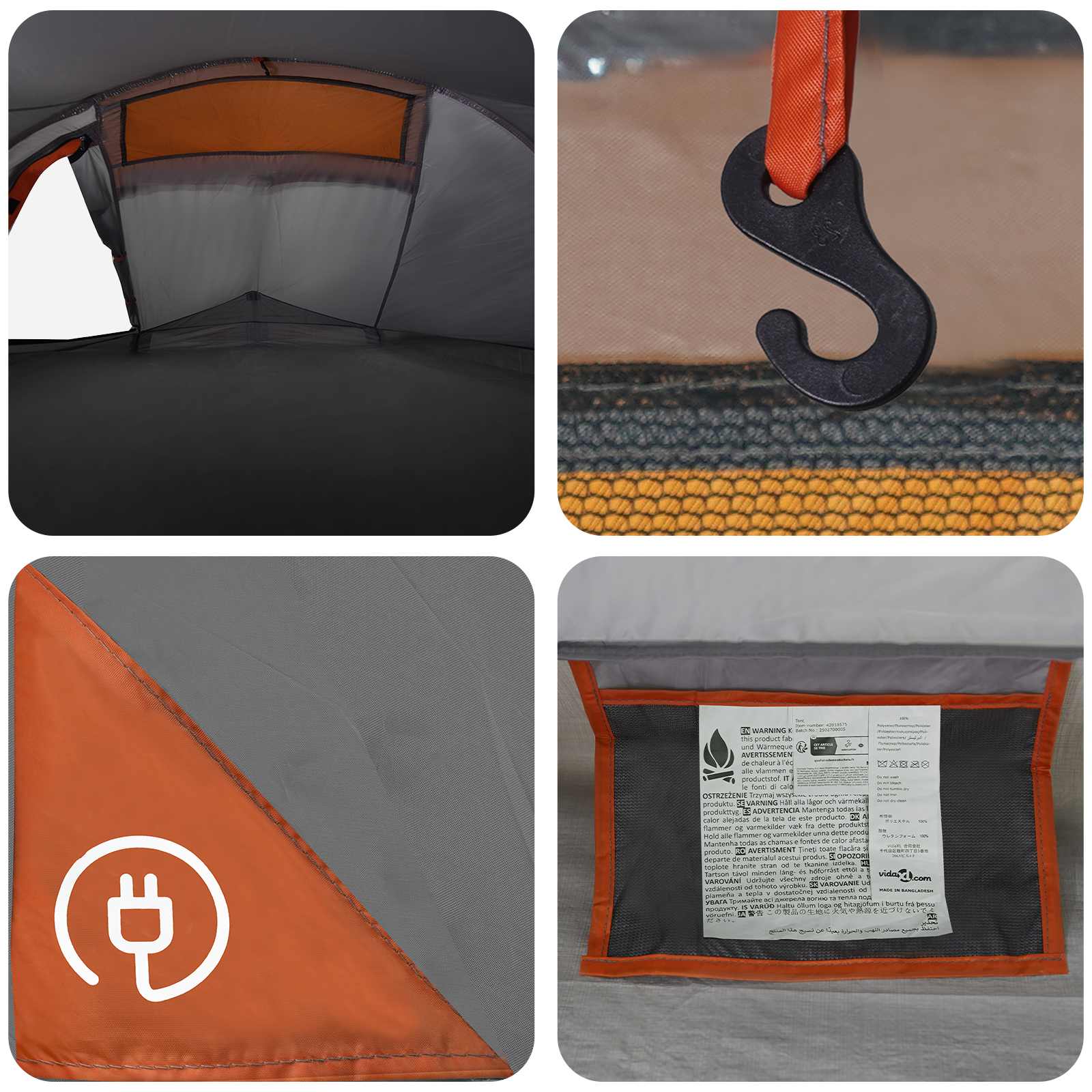 Tenda da backpacking 4 persona Grigio e arancione