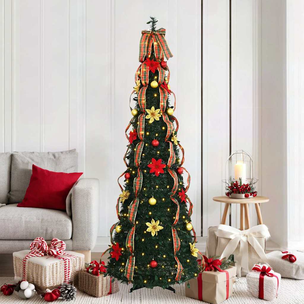 Albero di Natale artificiale con 150 LED Verde 185 cm PVC