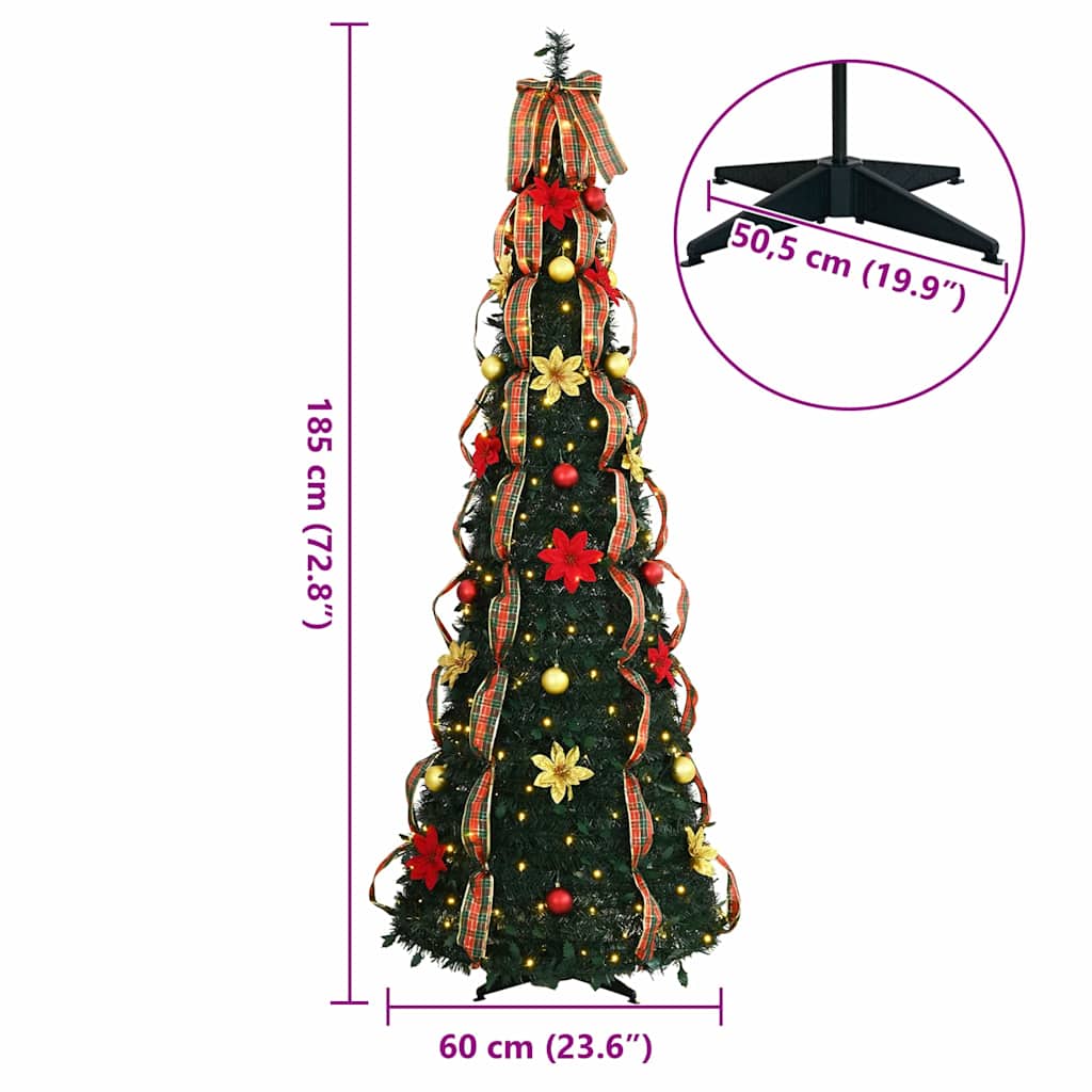 Albero di Natale artificiale con 150 LED Verde 185 cm PVC