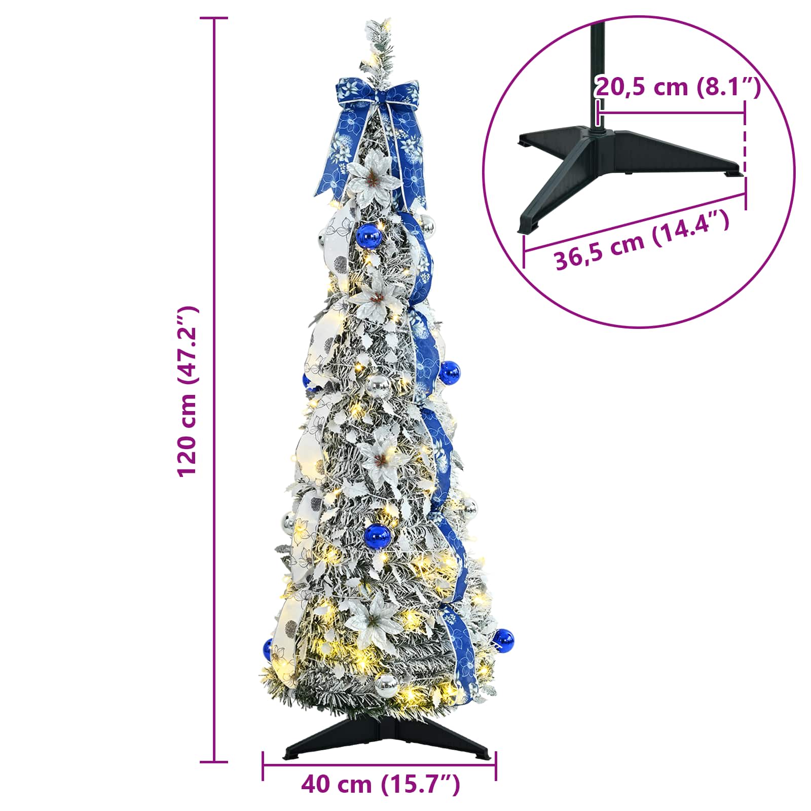 Albero di Natale artificiale Bianco 120 cm PVC