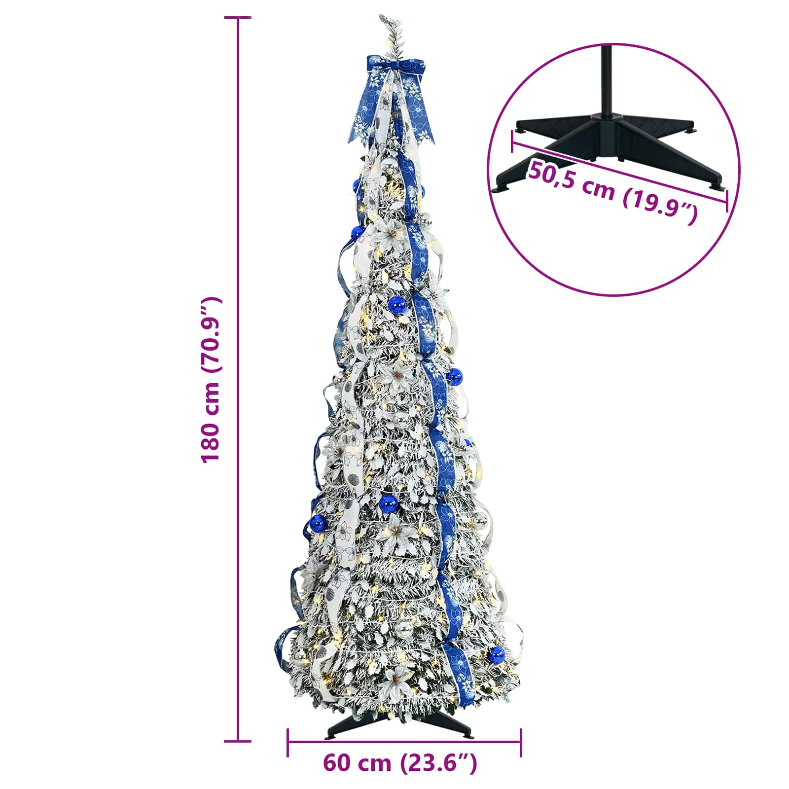 Albero di Natale artificiale Bianco 180 cm PVC