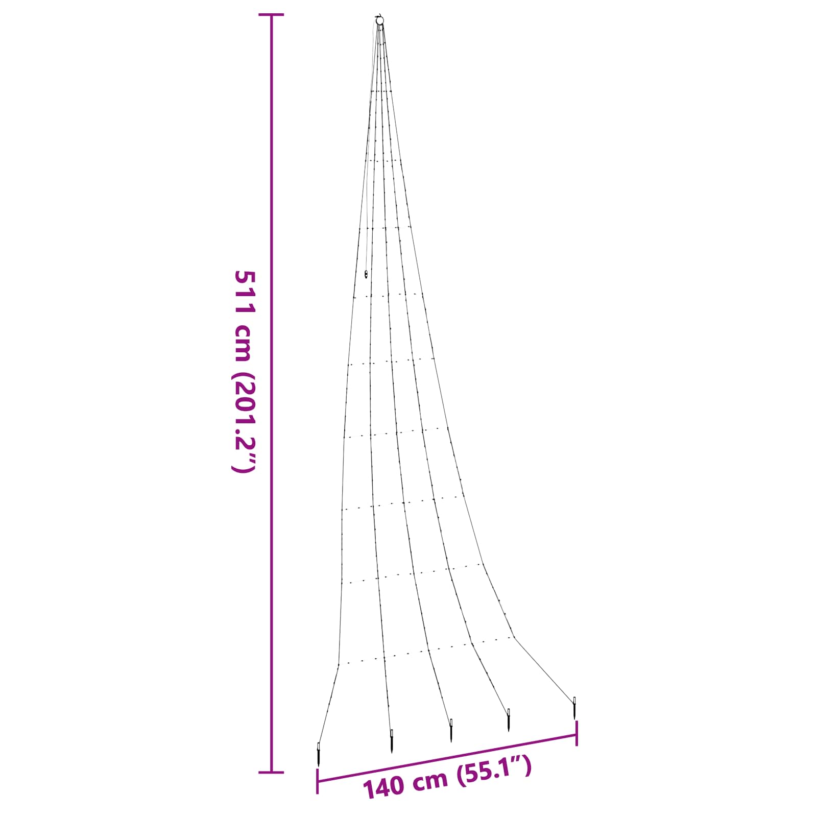 Albero di Natale LED con picchetti per il terreno Bianco caldo