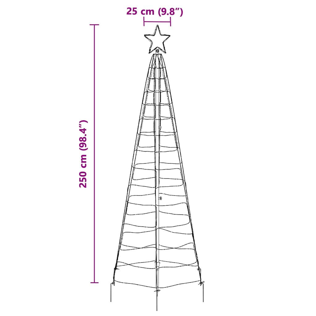Albero di Natale LED EKENAS 250 cm 390 LED Multicolore Acciaio