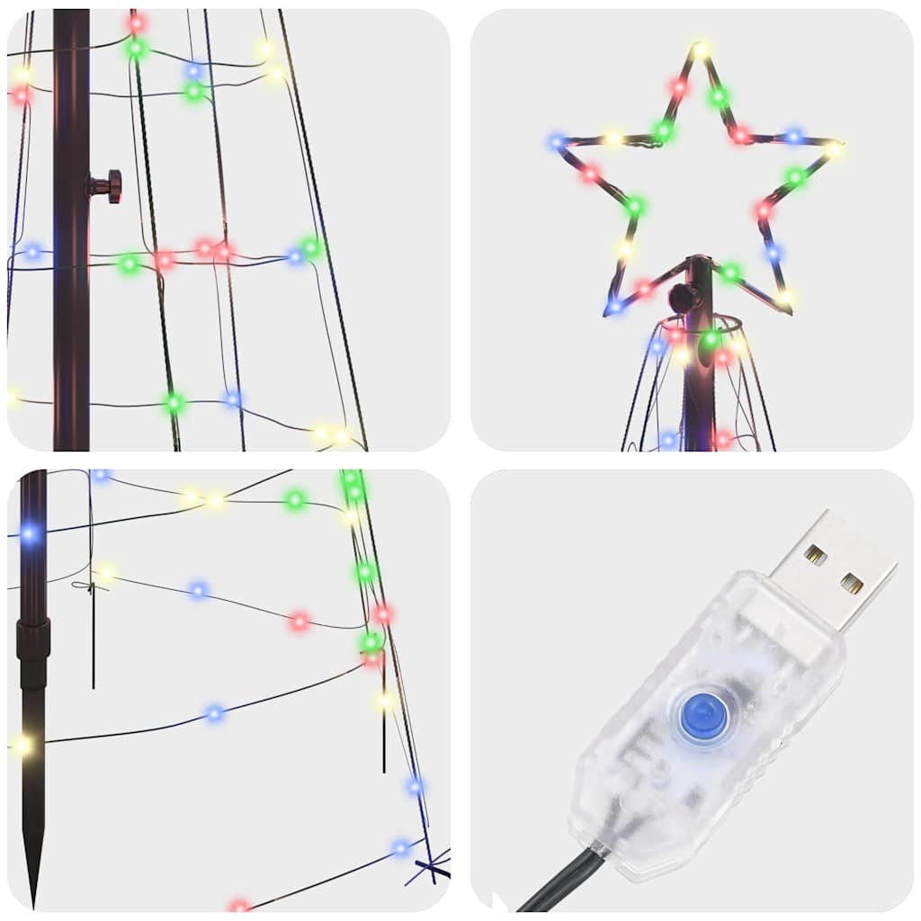 Albero di Natale LED con picchetti per il terreno Multicolore