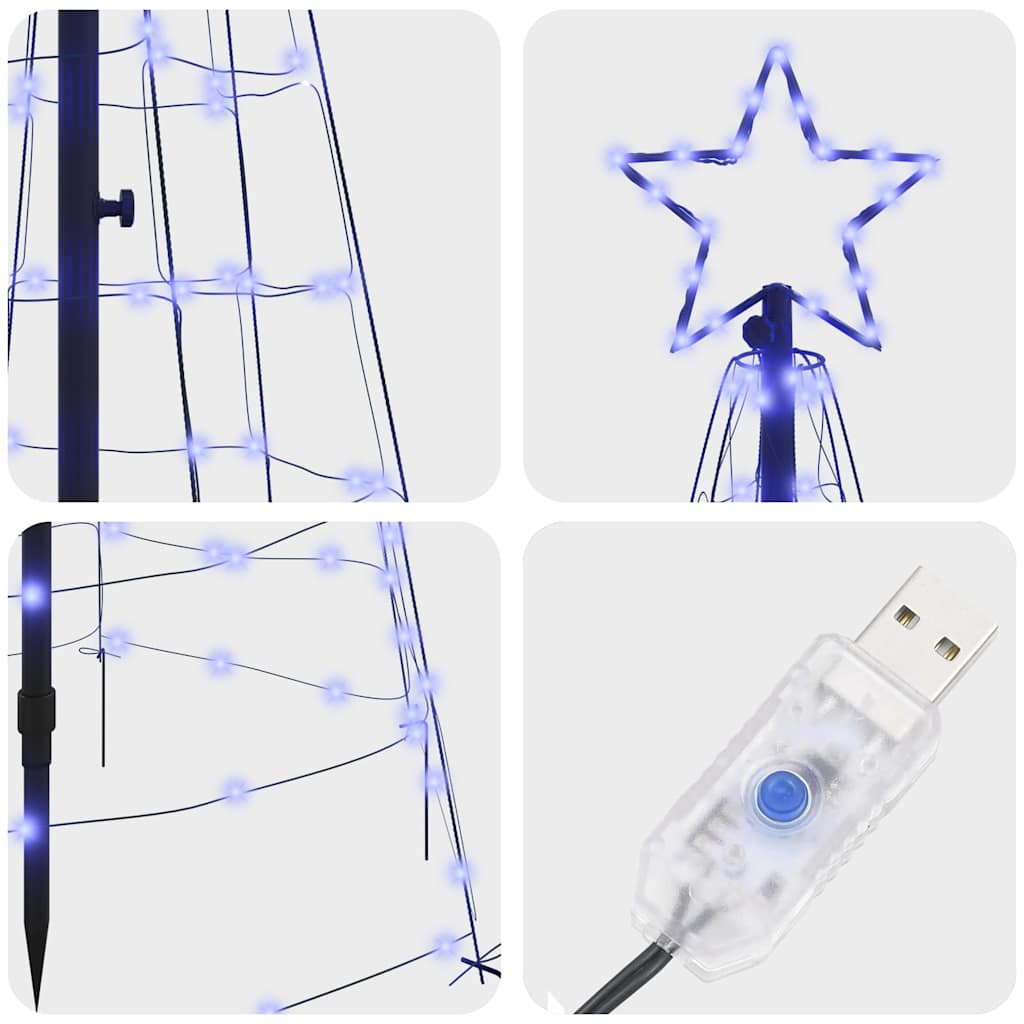 Albero di Natale LED con picchetti per il terreno Blu 250 cm