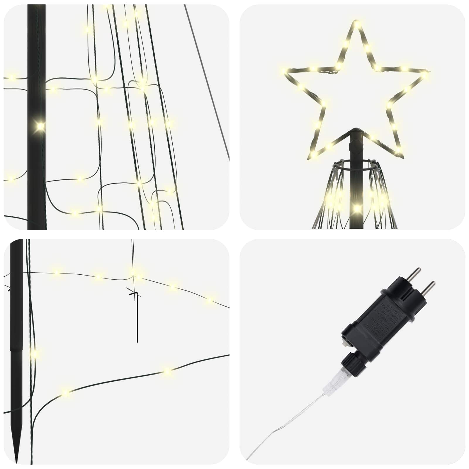 Albero di Natale LED EKENAS 400 cm 800 LED Bianco caldo Acciaio