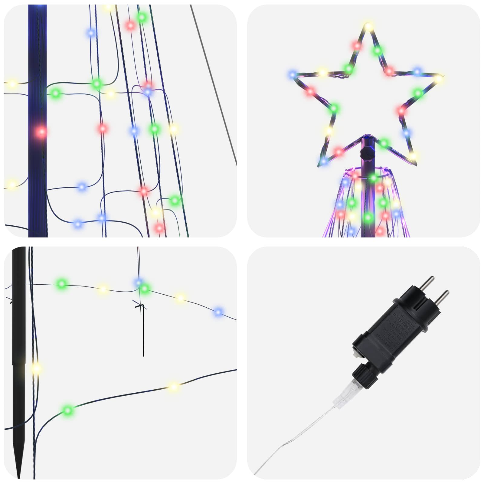 Albero di Natale LED con picchetti per il terreno Multicolore