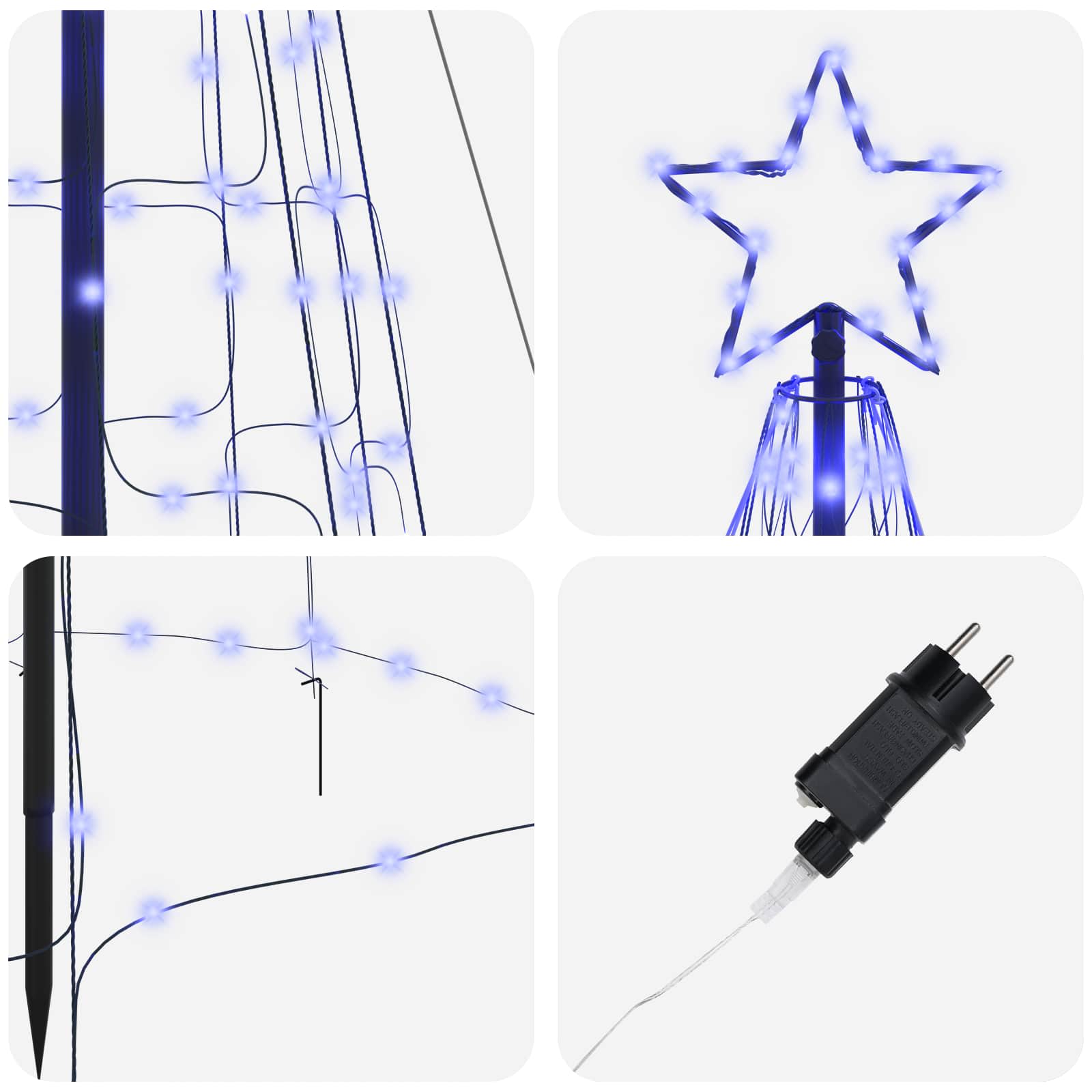Albero di Natale LED con picchetti per il terreno Blu 400 cm
