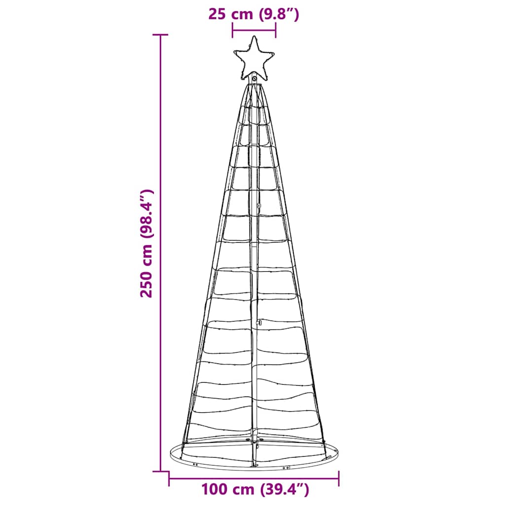 Albero di Natale LED Bianco caldo 250 cm Ferro