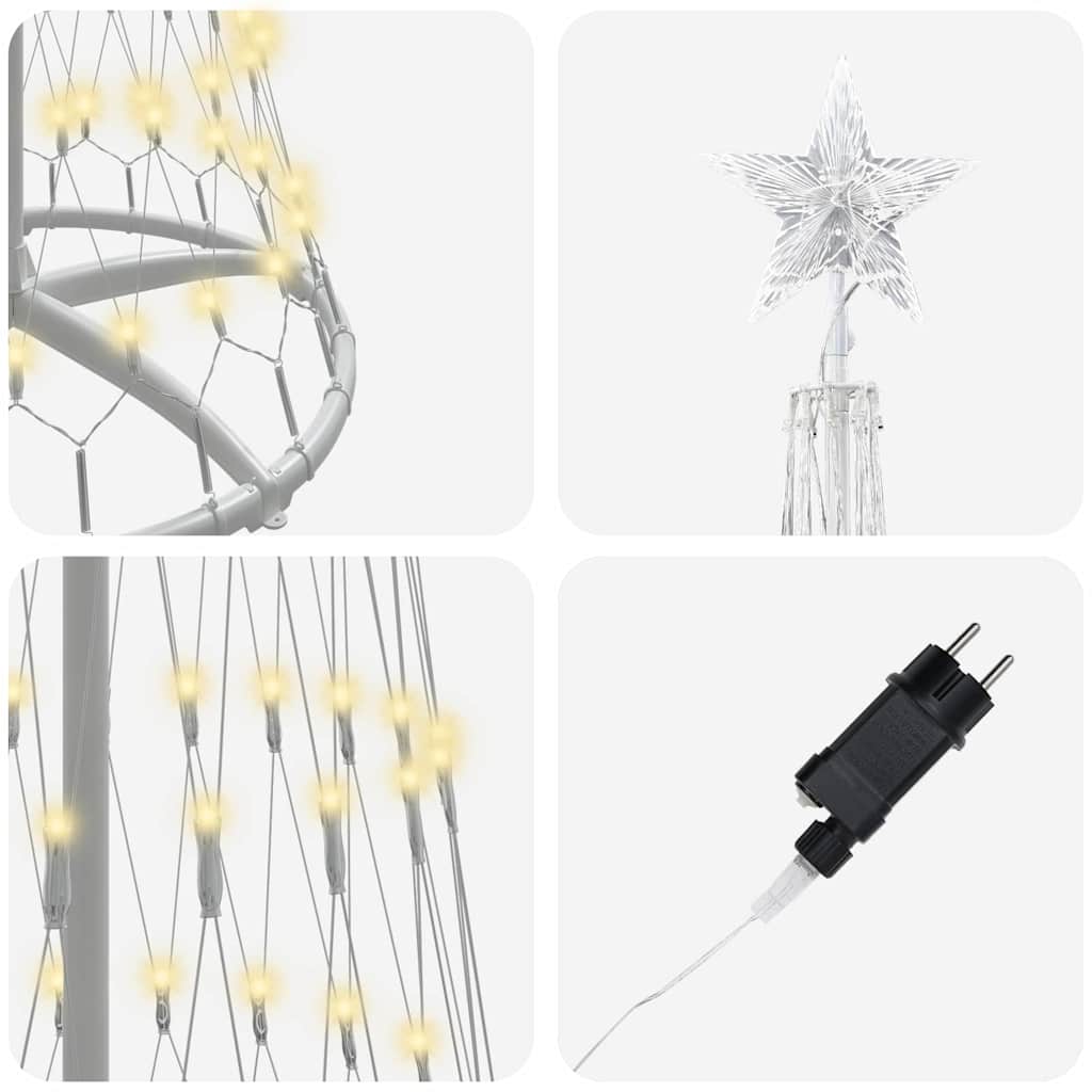 Albero di Natale LED Bianco caldo 250 cm Metallo