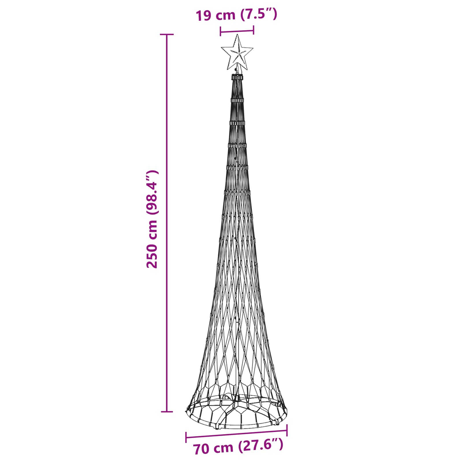 Albero di Natale LED Bianco freddo 250 cm Metallo