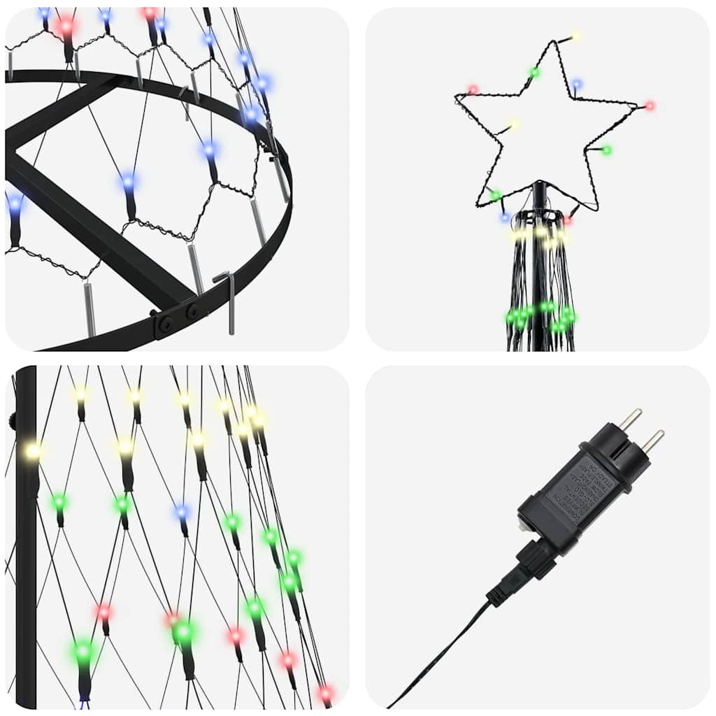 Albero di Natale LED Multicolore 184.5 cm Metallo