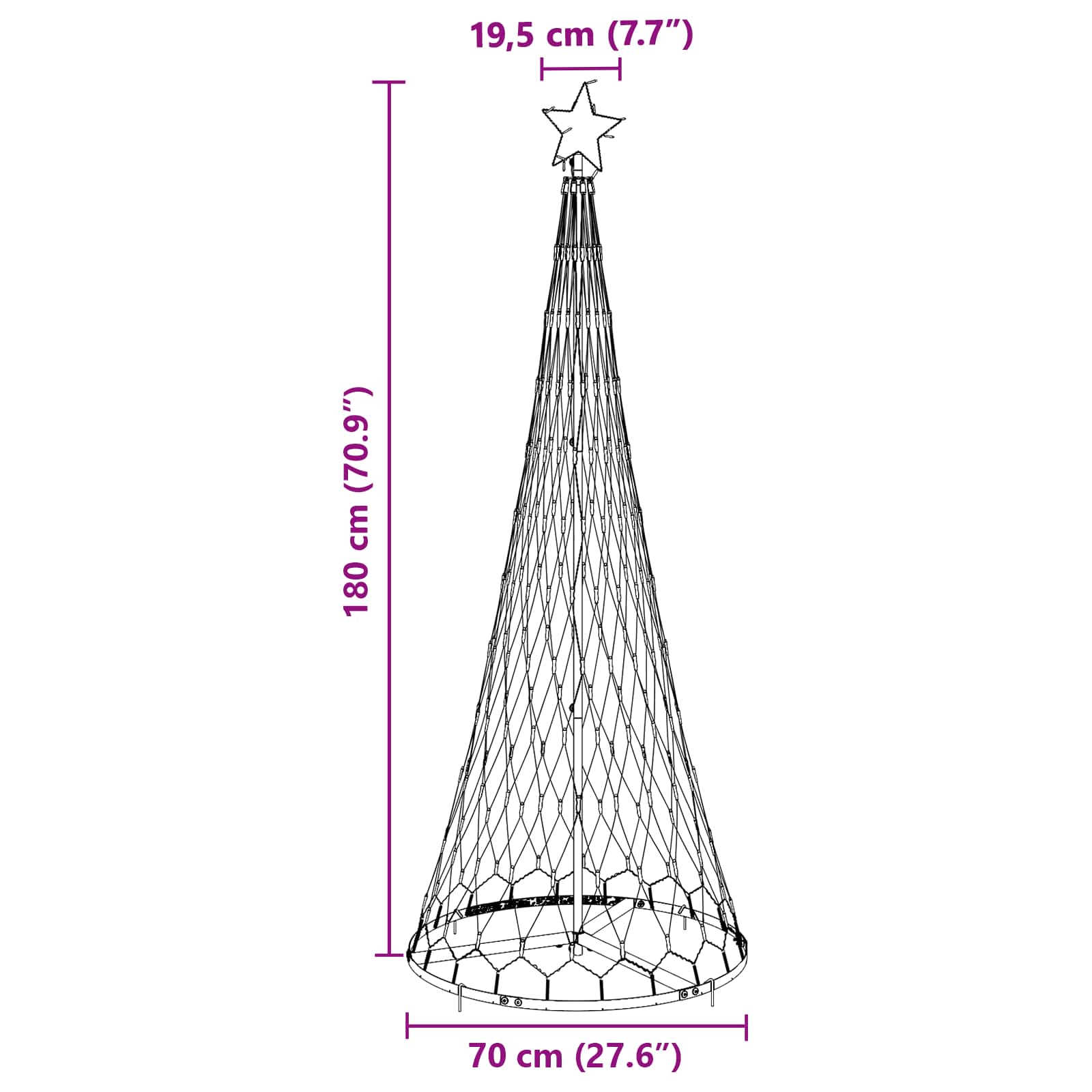 Albero di Natale LED Multicolore 184.5 cm Metallo
