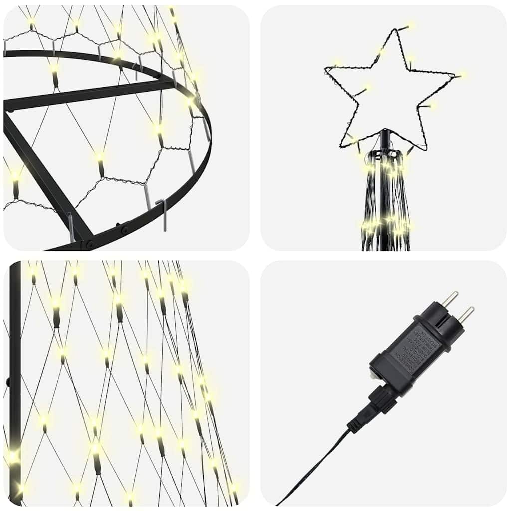 Albero di Natale LED Bianco caldo 250 cm Metallo
