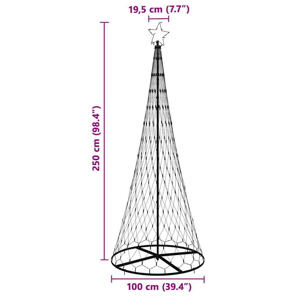 Albero di Natale LED Bianco caldo 250 cm Metallo