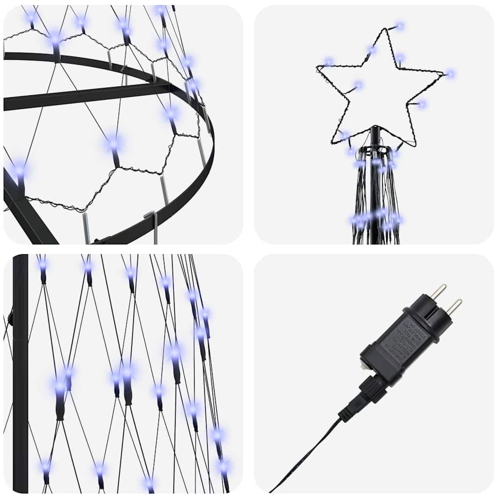 Albero di Natale LED Blu 302,5 cm Metallo