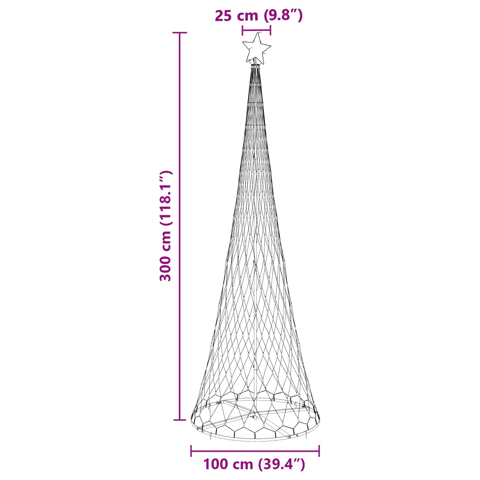 Albero di Natale LED Blu 302,5 cm Metallo