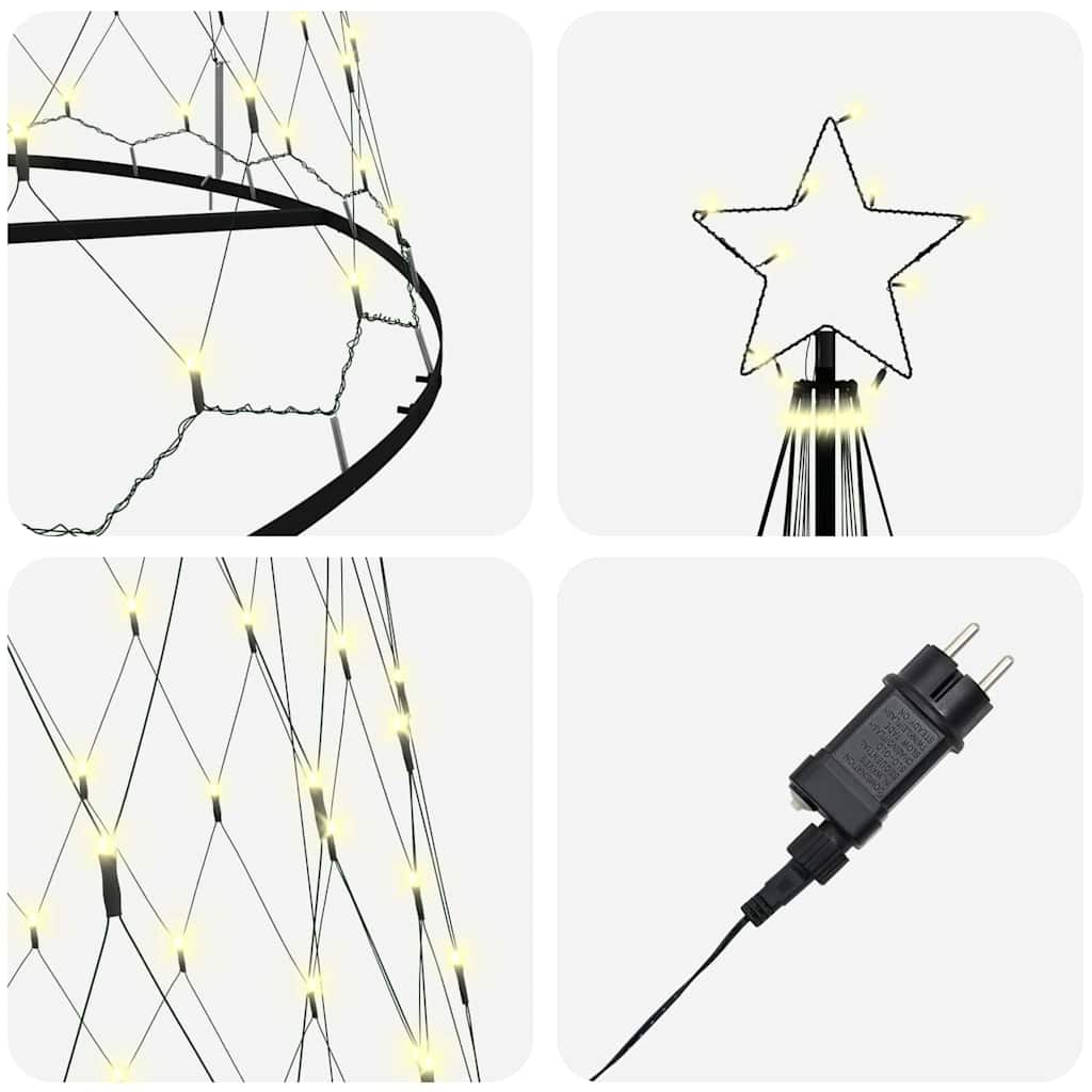 Albero di Natale LED con 455 LED Bianco caldo 399 cm Metallo