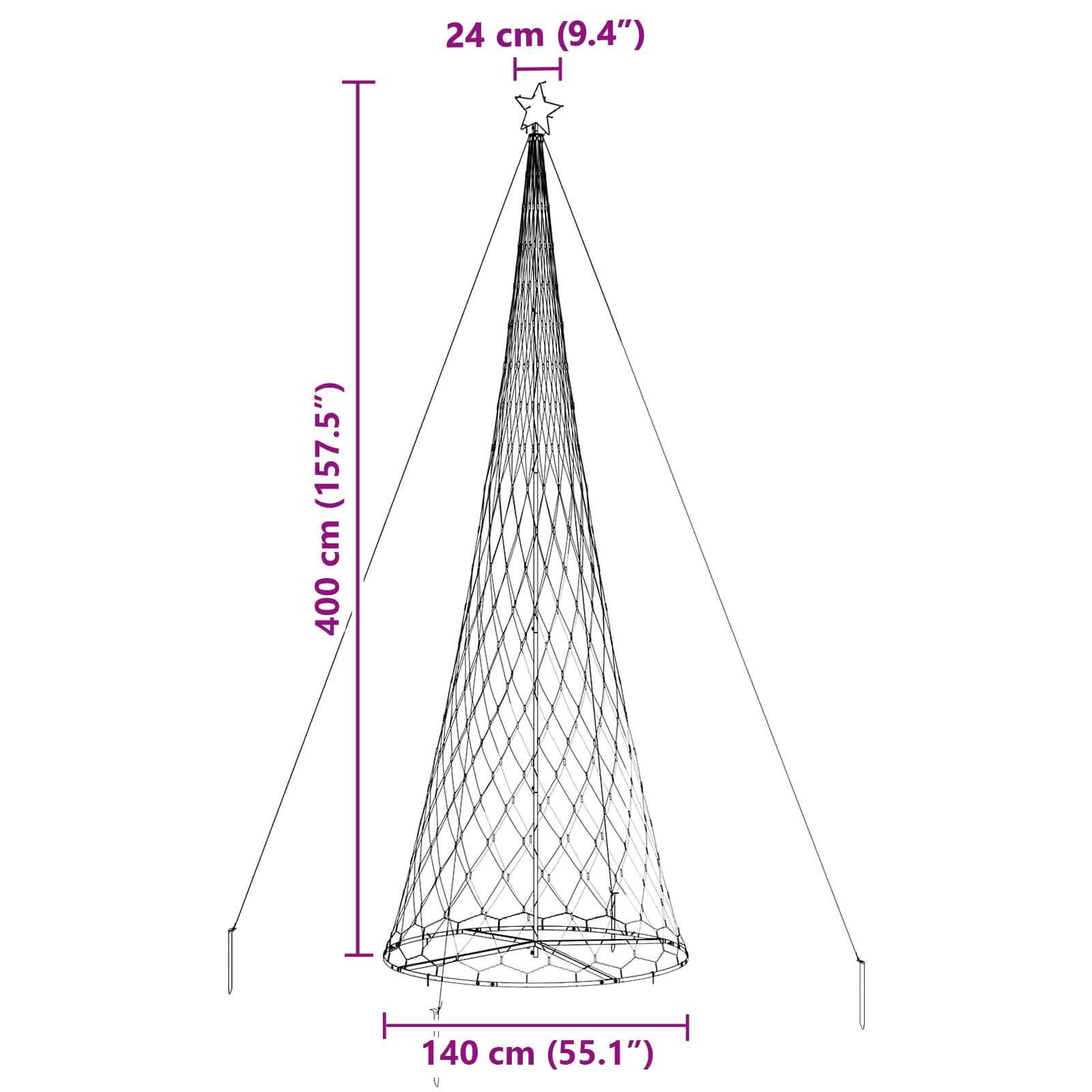 Albero di Natale LED Multicolore 399 cm Metallo