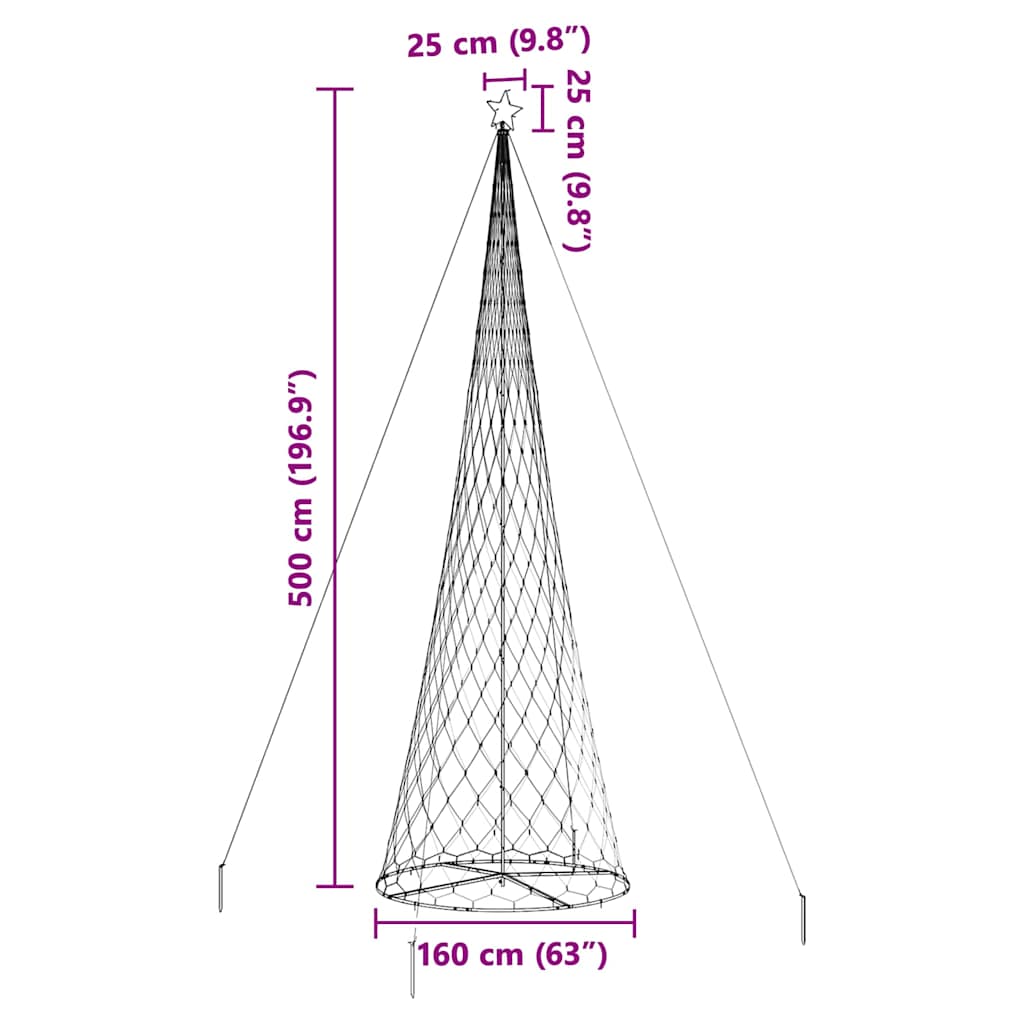 Albero di Natale LED Bianco caldo 500 cm Metallo