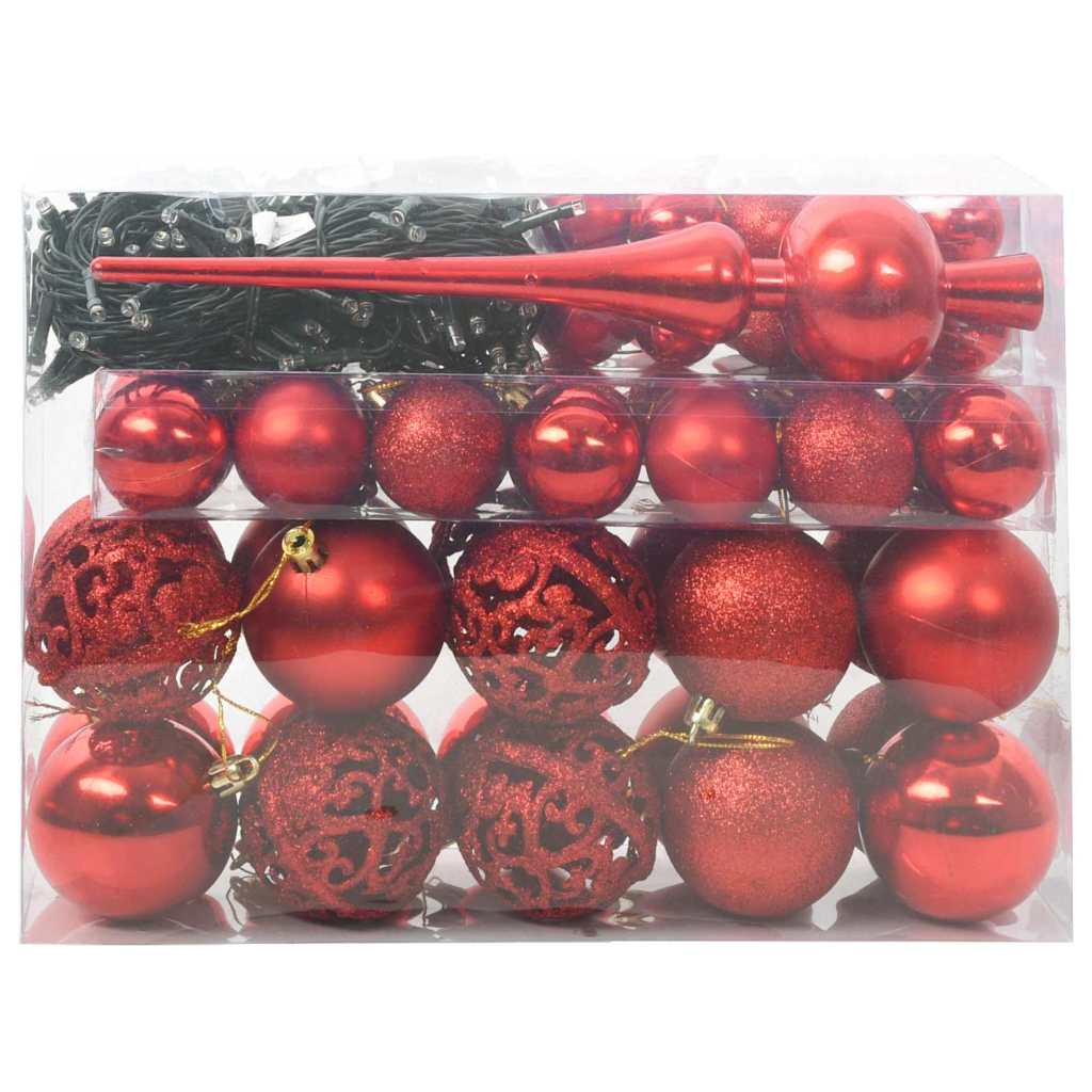Set di Palle di Natale 61 pz 150 LED Bianco caldo Ø 6 cm