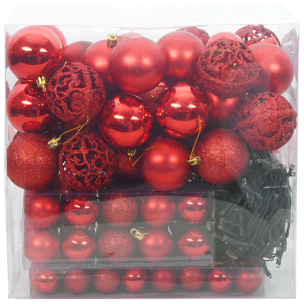Set di Palle di Natale 120 pz 300 LED Bianco caldo Ø 6 cm