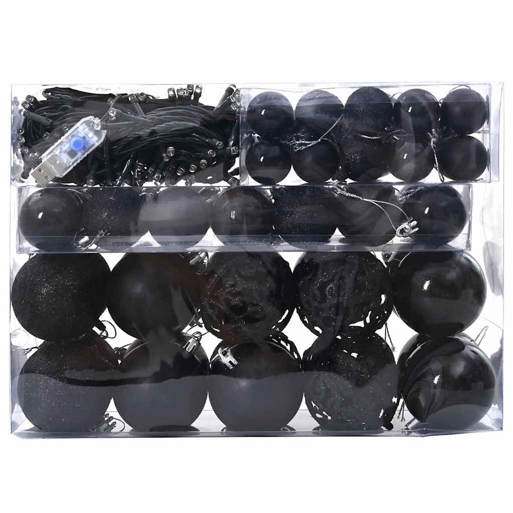 Set di Palle di Natale 61 pz 150 LED Bianco caldo Ø 6 cm