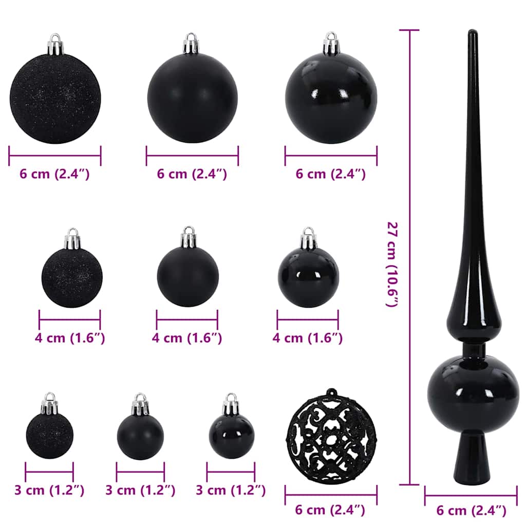 Set di Palle di Natale 120 pz 300 LED Bianco caldo Ø 6 cm