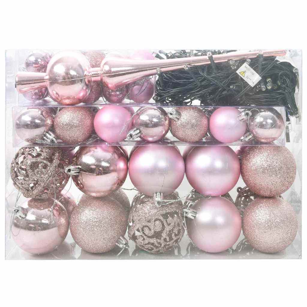 Set di Palle di Natale 61 pz 150 LED Bianco caldo Ø 6 cm