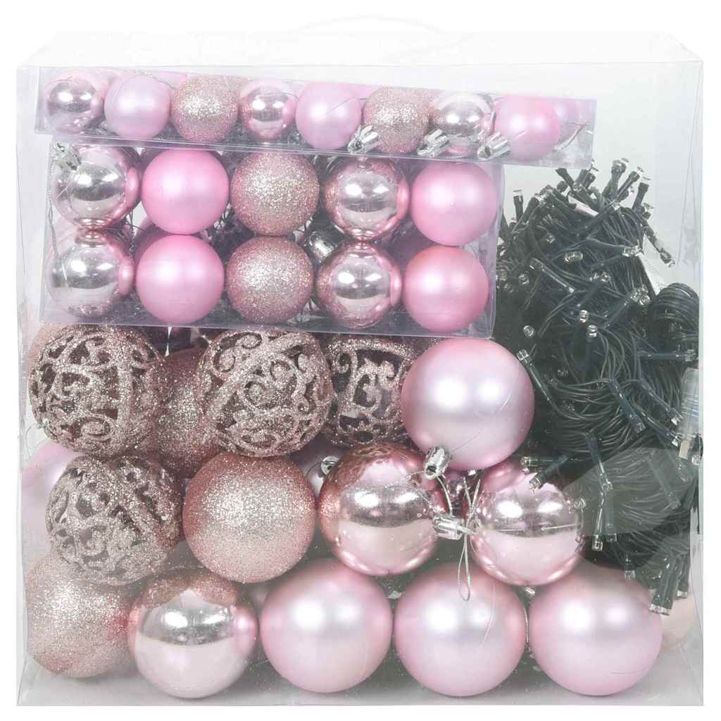 Set di Palle di Natale 120 pz 300 LED Bianco caldo Ø 6 cm