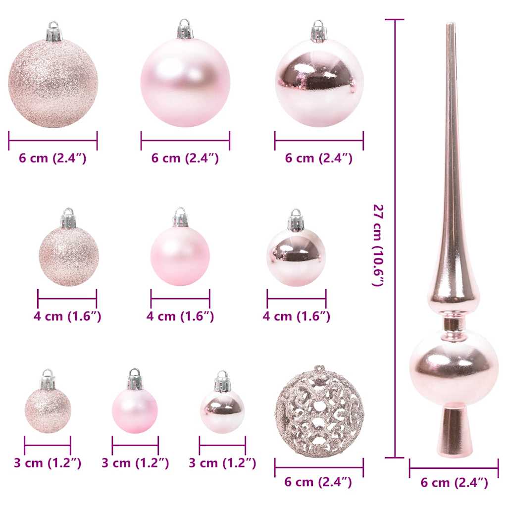 Set di Palle di Natale 120 pz 300 LED Bianco caldo Ø 6 cm